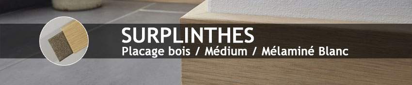 surplinthes, cache plinthe bois | placage bois, médium,revêtue blanc
